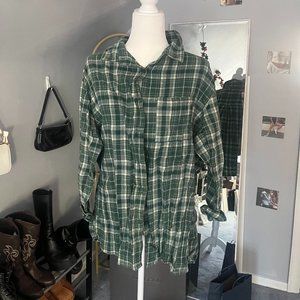 GREEN COTTON ON BUTTON UP FLANNEL